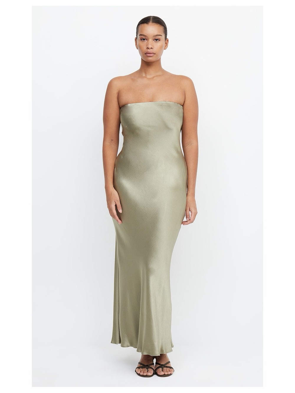 Bec & Bridge Moondance Strapless Dress Maxi Open Back Formal Wedding Guest Green